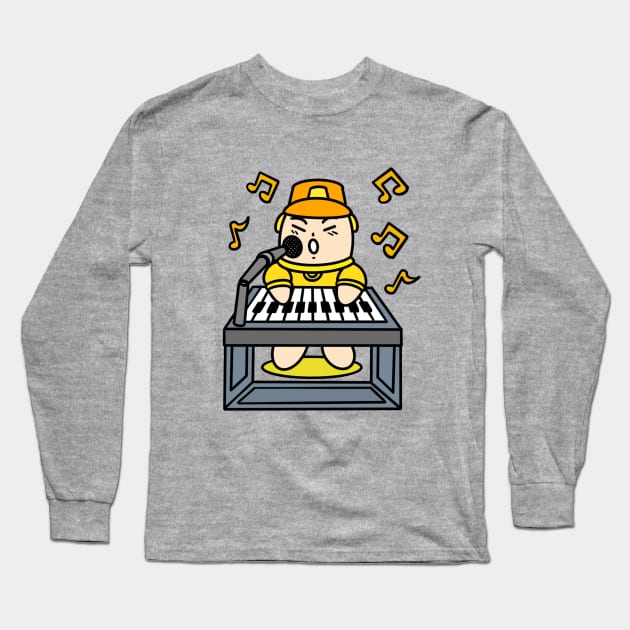 Kid singing with electric piano Long Sleeve T-Shirt by Andrew Hau